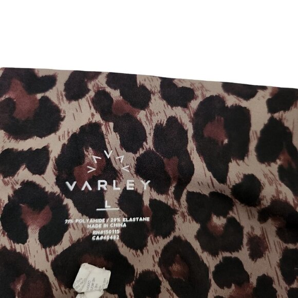 Varley Leggings Womens Large Luna Tort Leopard Print‎ Brown Dry Wick Athleisure - Picture 4 of 10